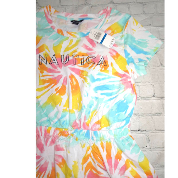 NWT Nautica Sz XL Girls Multicolor Tye Die Short Sleeve Skater Dress - Picture 6 of 8